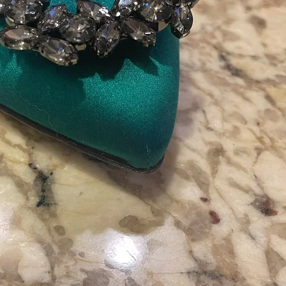 SJP Divine flats in Green Satin - Picture 11 of 16